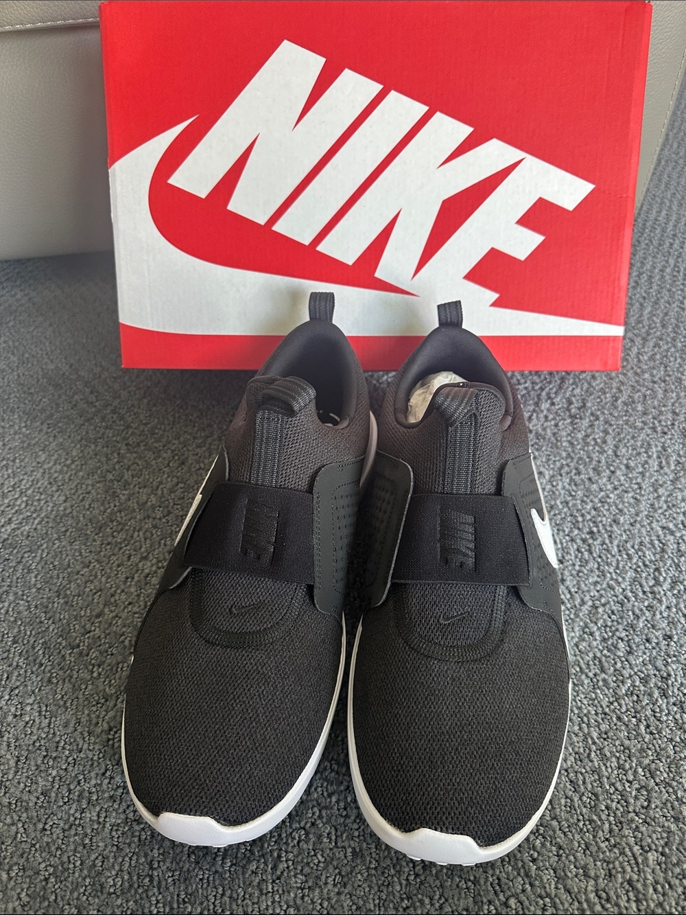 Nike AD Comfort Black and White Slip-On Sneakers